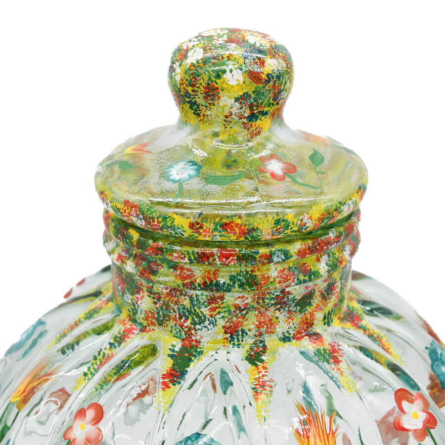 Hand-Painted Floral Glass Jar with Lid-3