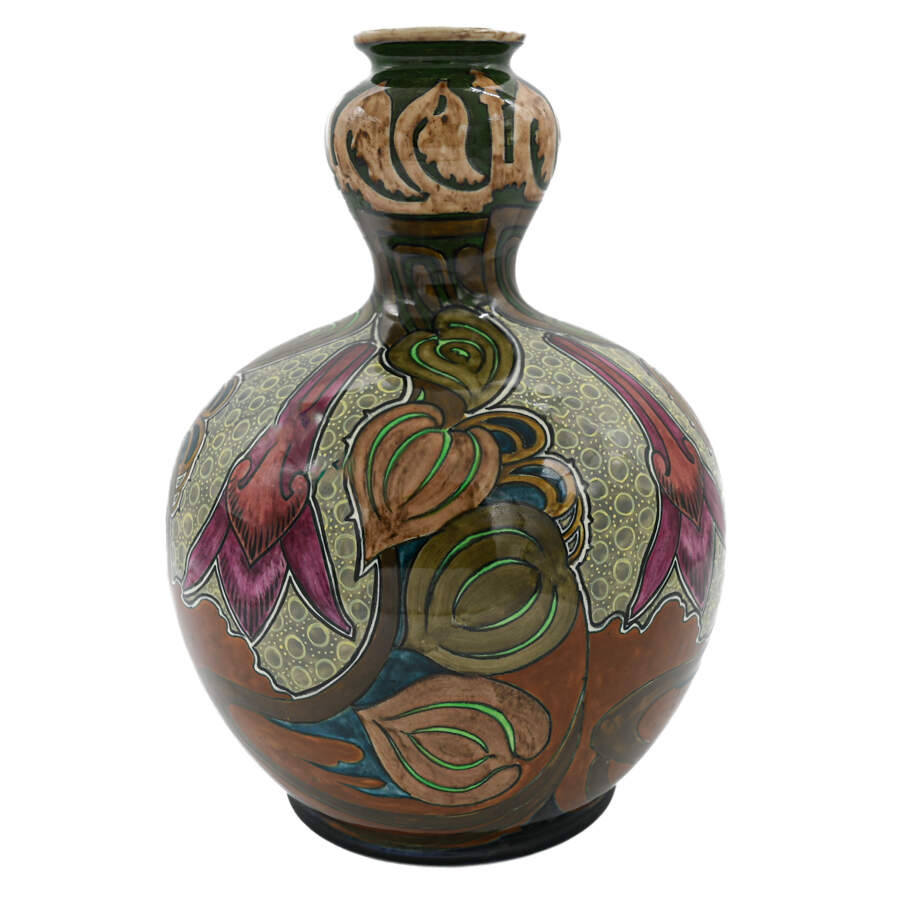 Antique Royal Bonn Art Nouveau Double Gourd Old Dutch Vase-2