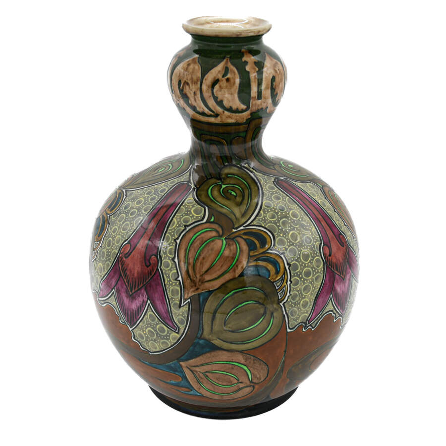 Antique Royal Bonn Art Nouveau Double Gourd Old Dutch Vase-1