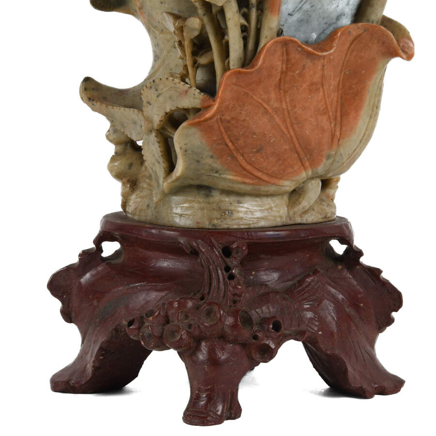 Chinese Carved Floral Soapstone Vase-3