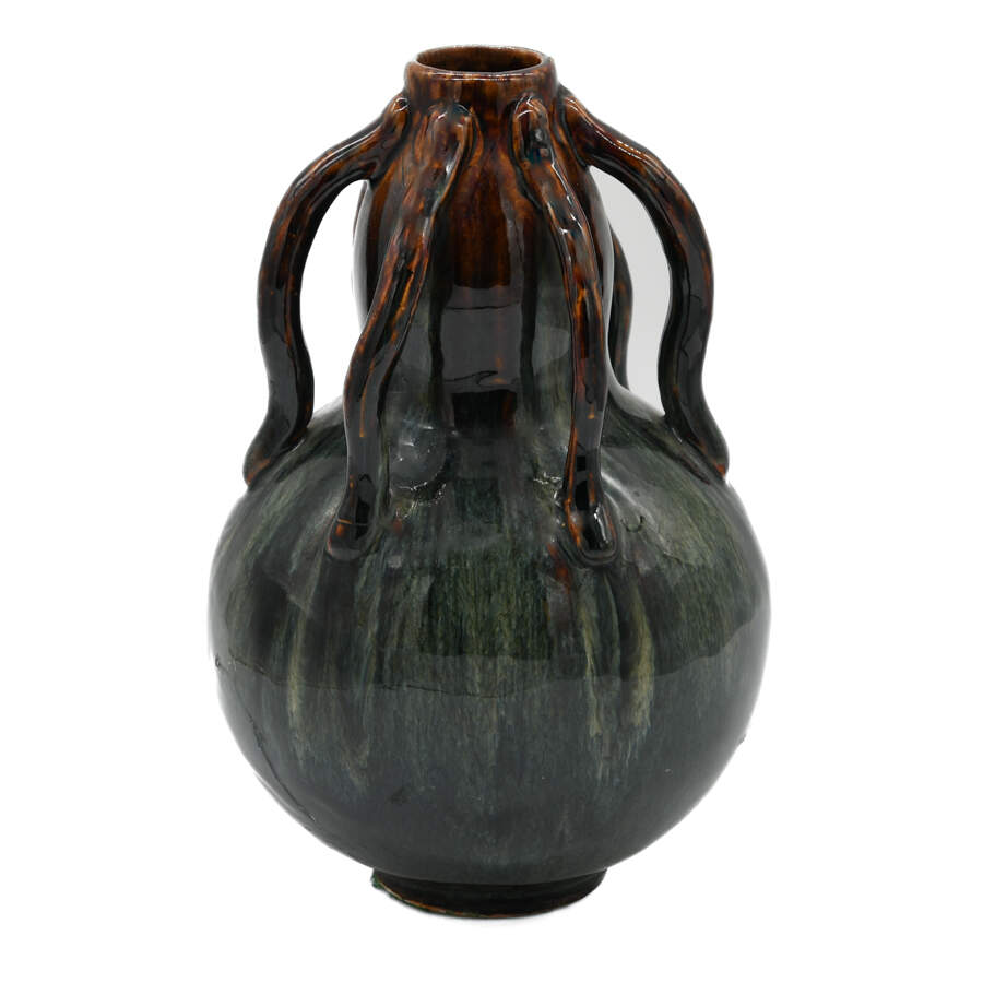 Glazed Fulper-Style Handled Ceramic Vase-11
