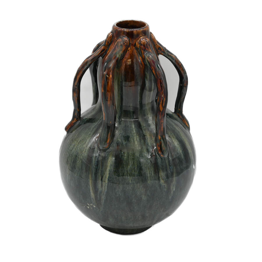 Glazed Fulper-Style Handled Ceramic Vase-10