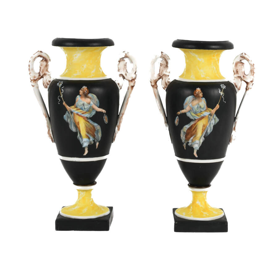 Antique Pair of 19th-Century Paris Porcelain Vases-1