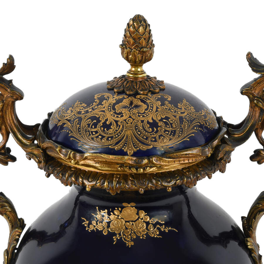 Antique Sèvres-Style Ormolu and Hand-Painted Lidded Urn-2