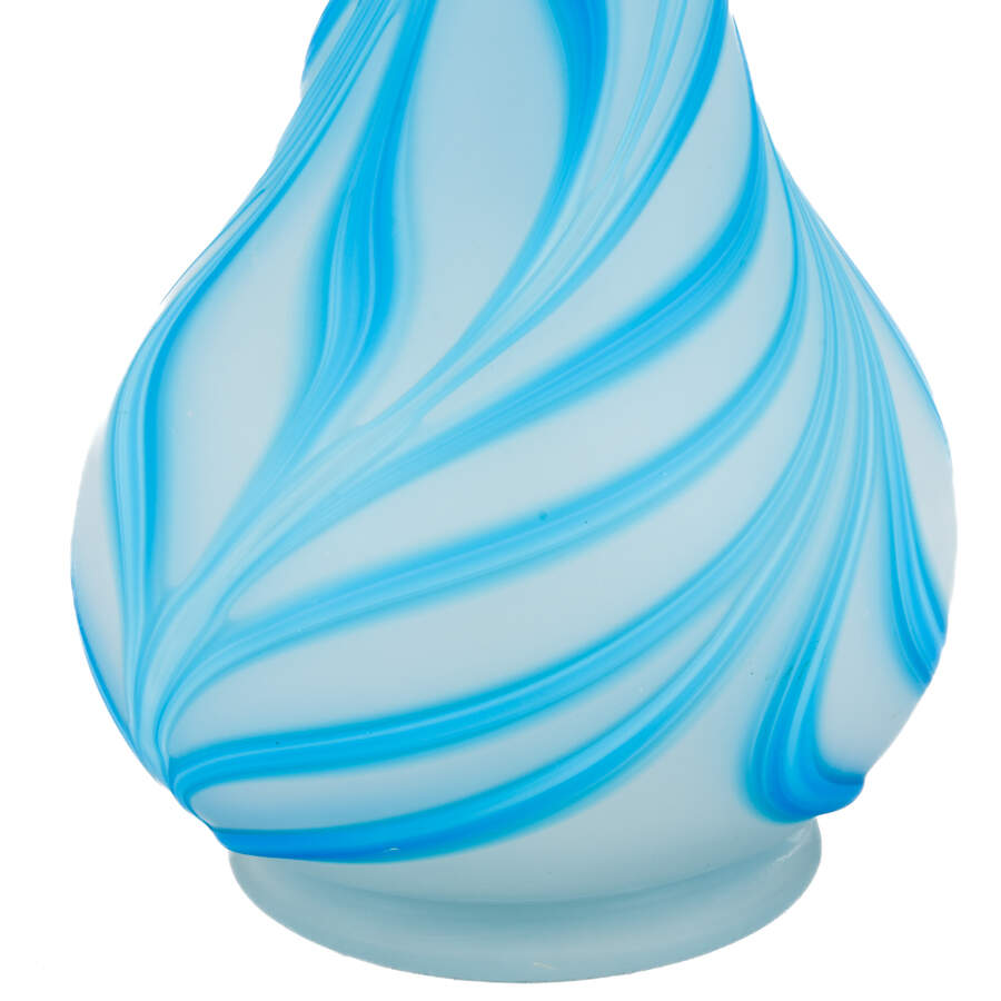 Signed E. Zareh Bijan Art Glass Blue Swirl Ewer-5