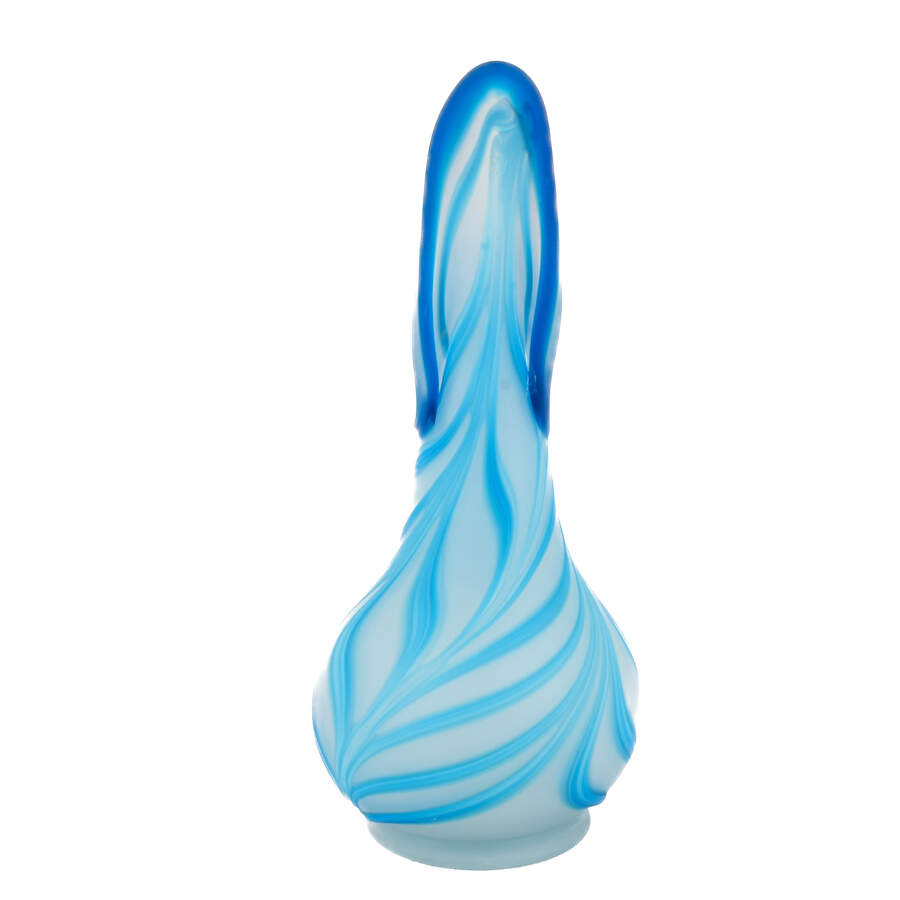 Signed E. Zareh Bijan Art Glass Blue Swirl Ewer-4