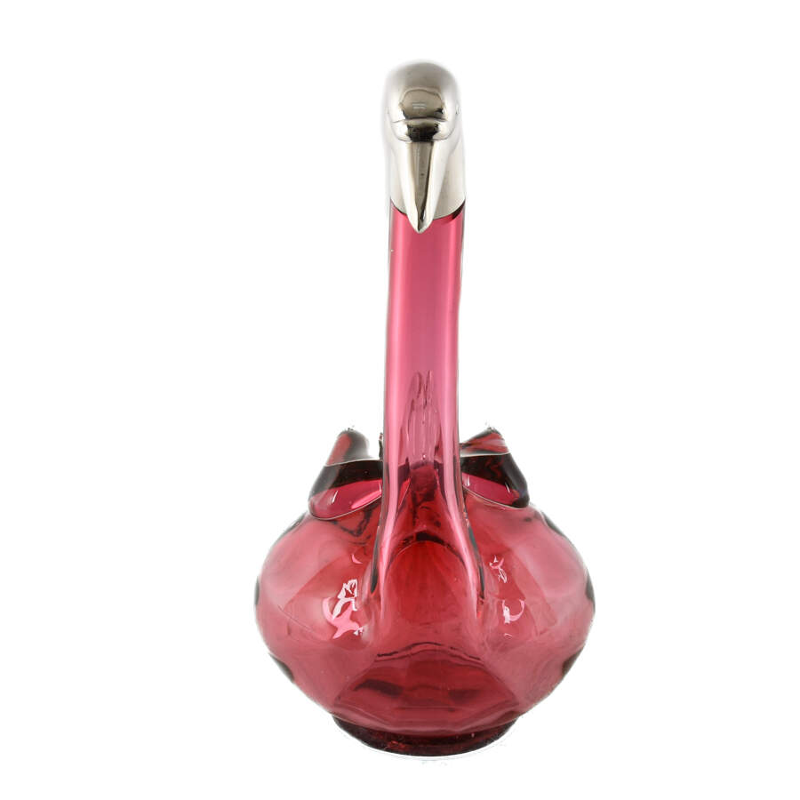 Czech Cranberry Art Glass Swan Absinthe Pitcher-6