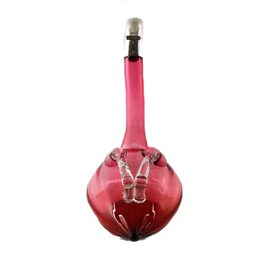 Czech Cranberry Art Glass Swan Absinthe Pitcher-4