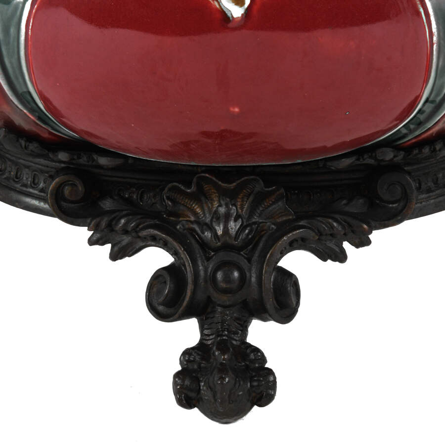 French Majolica and Figural Cast Metal Jardinière-6