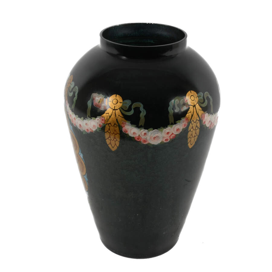 Large Reverse Hand-Painted Couple's Scene Glass Jar with Lid-9