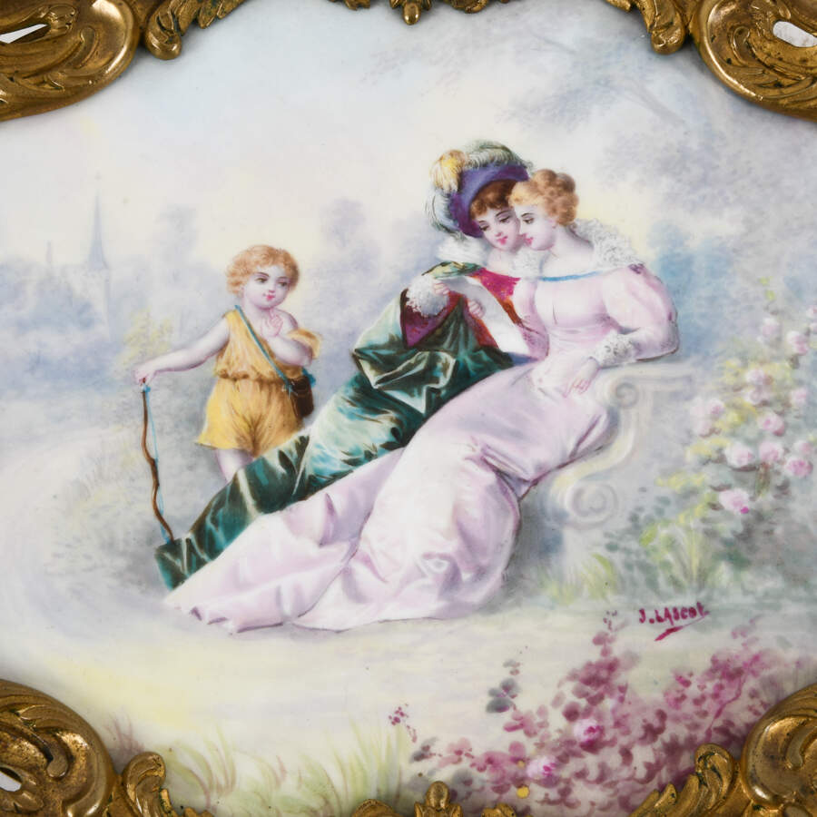 Antique Gilt Bronze and Hand-Painted Sèvres Porcelain Tray-3