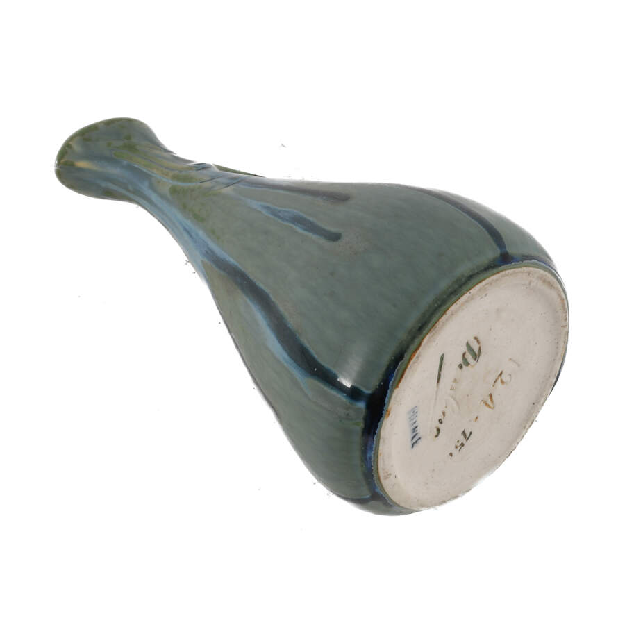French Art Deco Denbac Blue and Green Drip Glaze Pitcher-9