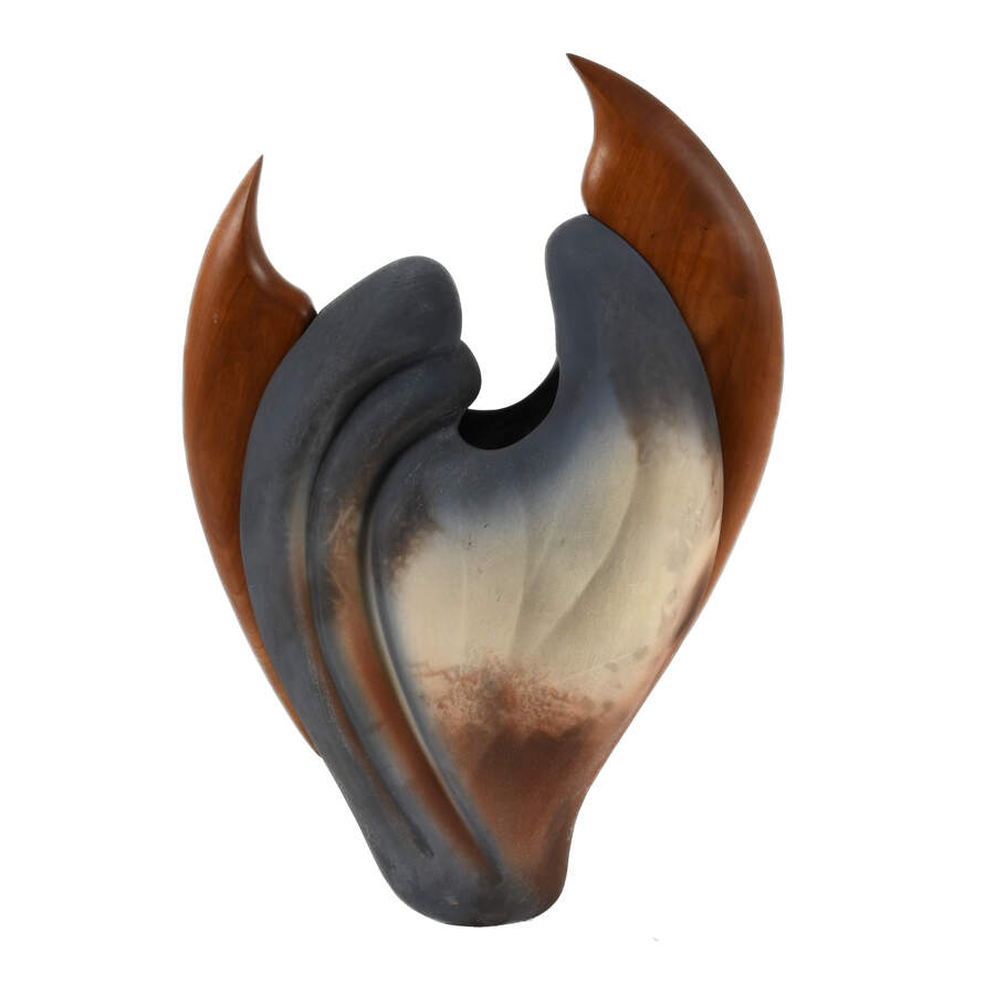 Jan Jacques Art Pottery and Wood "Queen Trigger Fish" Vase-6