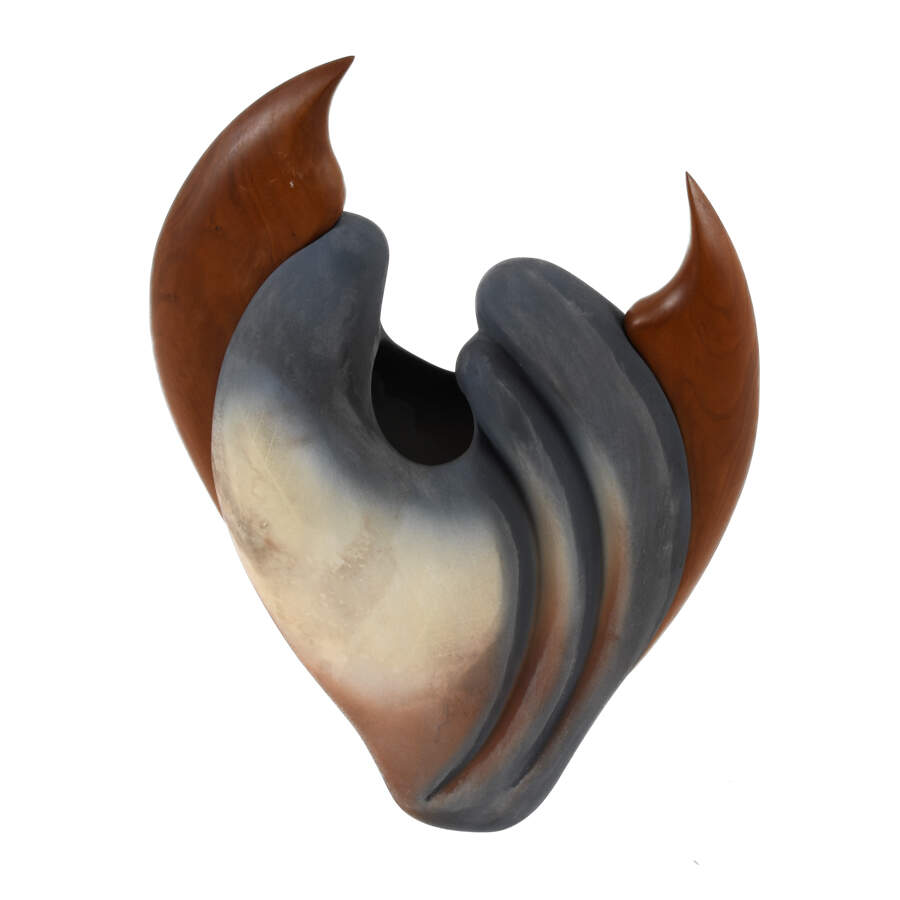 Jan Jacques Art Pottery and Wood "Queen Trigger Fish" Vase-2