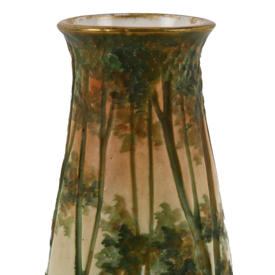 Amphora Art Nouveau Forest Scene Pottery Vase-2