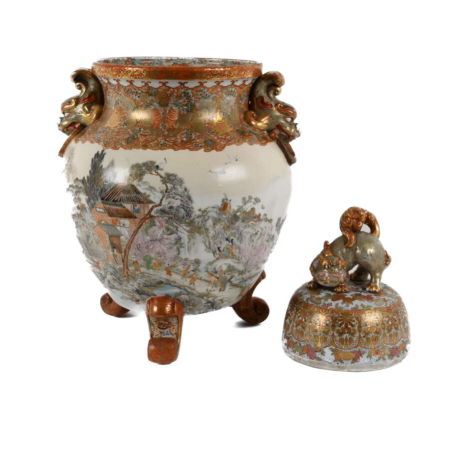 Oversized Japanese Kutani Lidded Urn-6