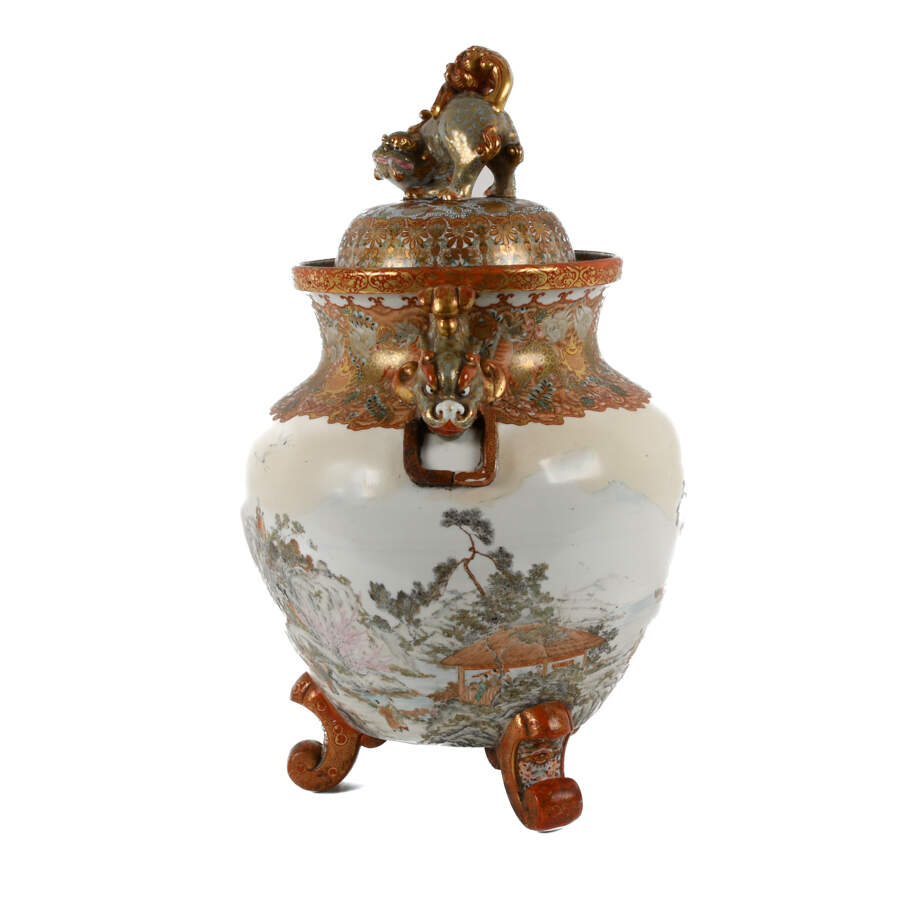 Oversized Japanese Kutani Lidded Urn-3