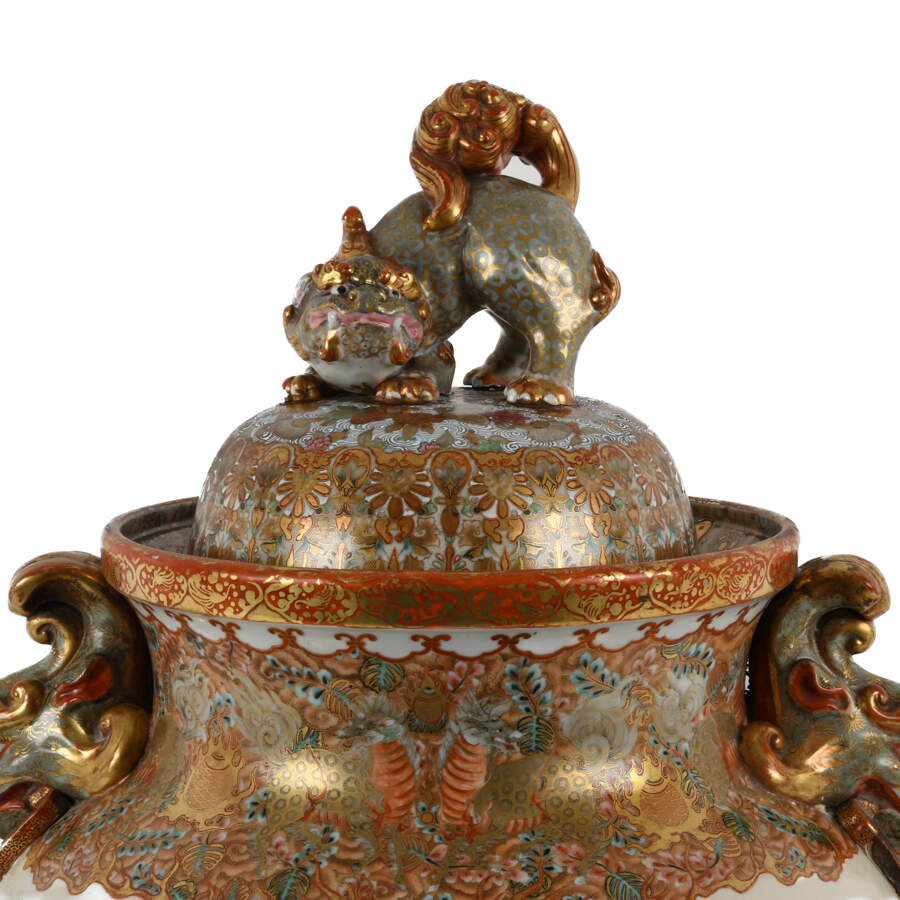 Oversized Japanese Kutani Lidded Urn-2
