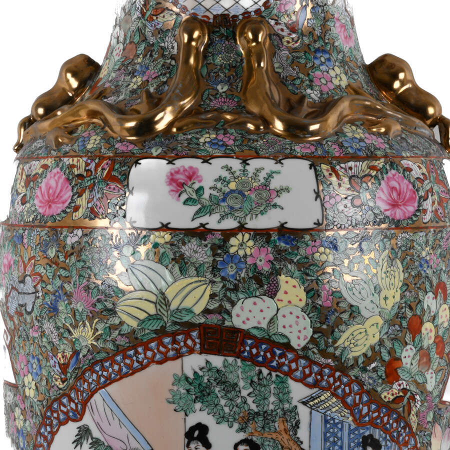 Chinese Famille Rose Palace Floor Vase-4