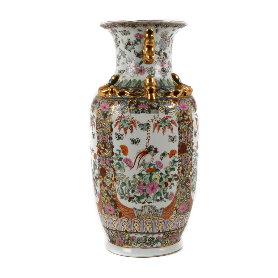 Chinese Famille Rose Floor Vase-1
