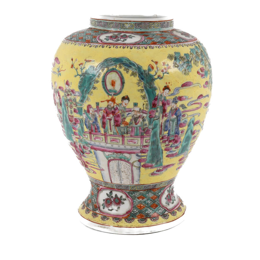 Antique Chinese Yellow Famille Rose Jar-3
