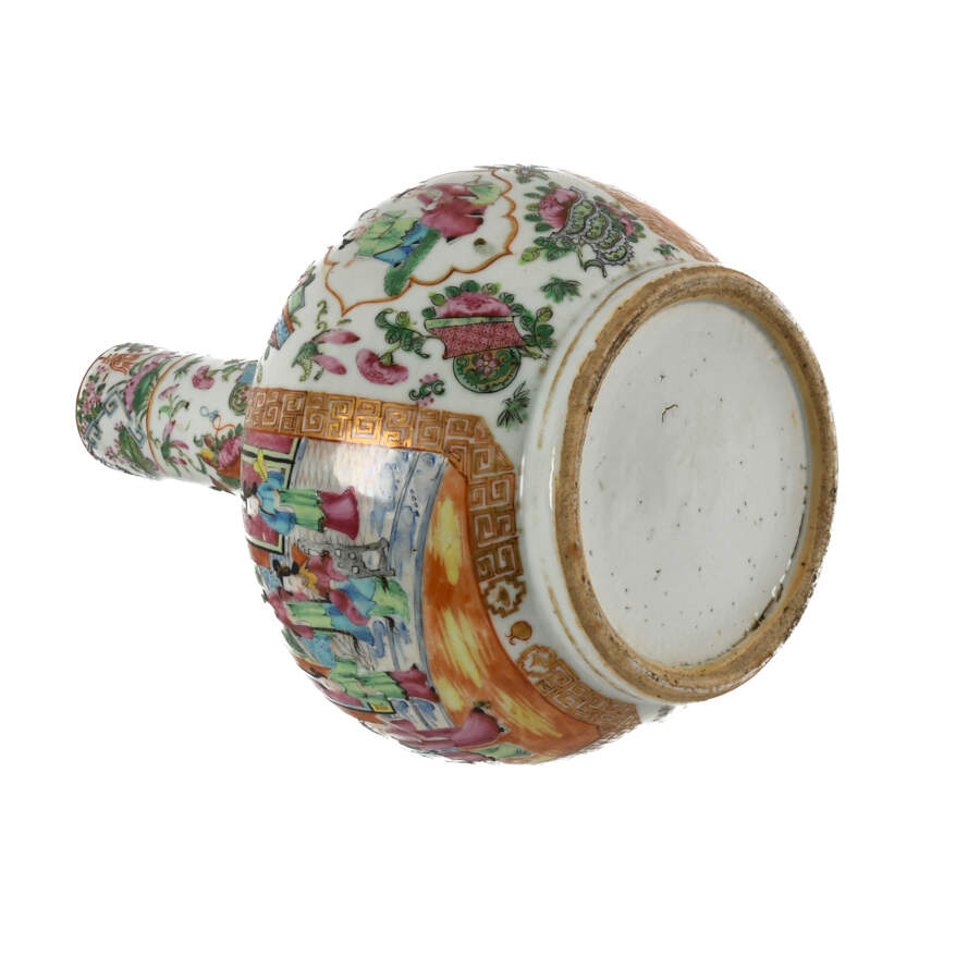 Antique Rose Medallion Bottle Neck Vase-7
