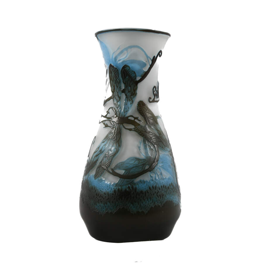 Cameo Dragonfly Art Glass Vase After Galle-6