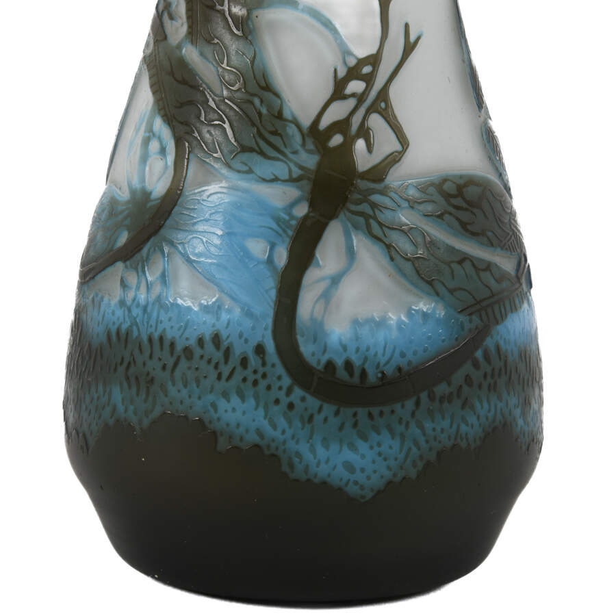 Cameo Dragonfly Art Glass Vase After Galle-3