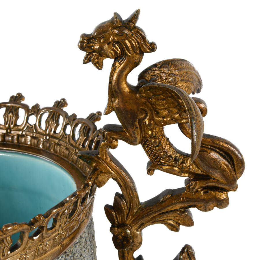 Antique Japanese Bronze Mounted Dragon Design and Footed Jardinière-6