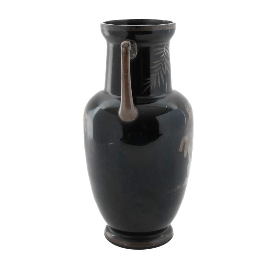 Art Deco Art Glass Vase with Applied Silver Overlay-4