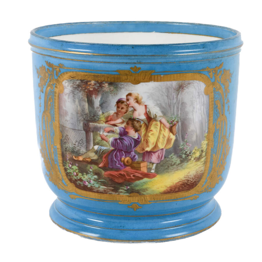 Antique French Sèvres-Style Hand-Painted Jardinière-3