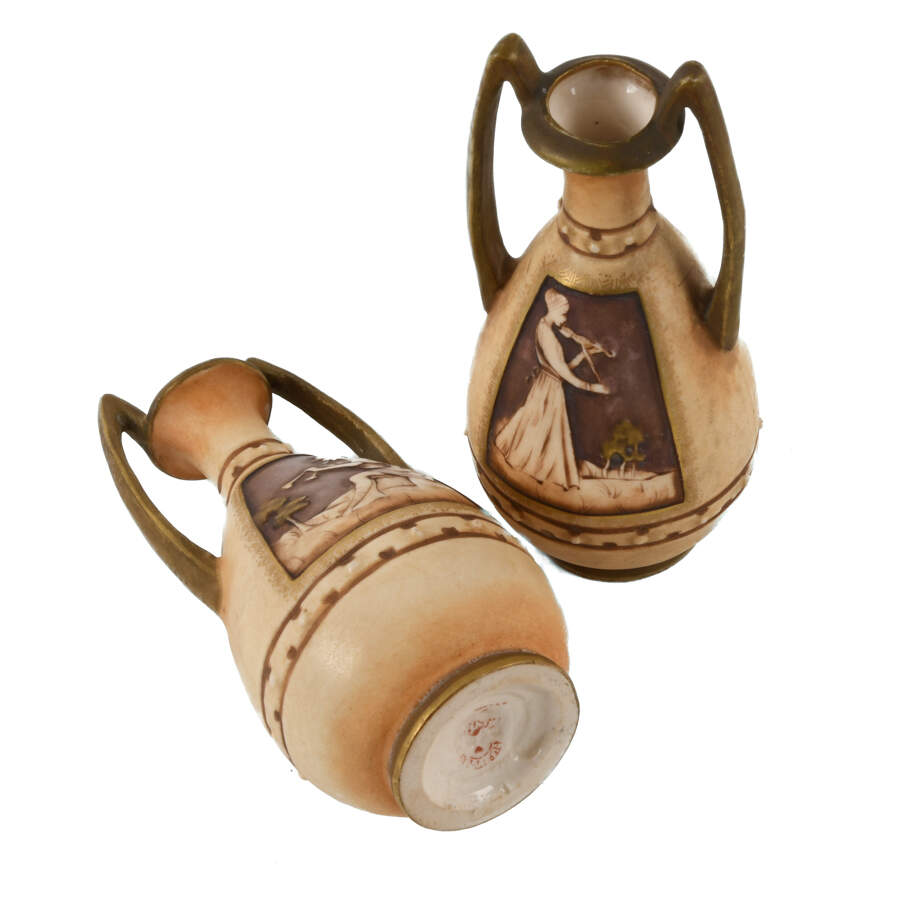 Antique Art Nouveau Miniature Pair of Teplitz Vases-7