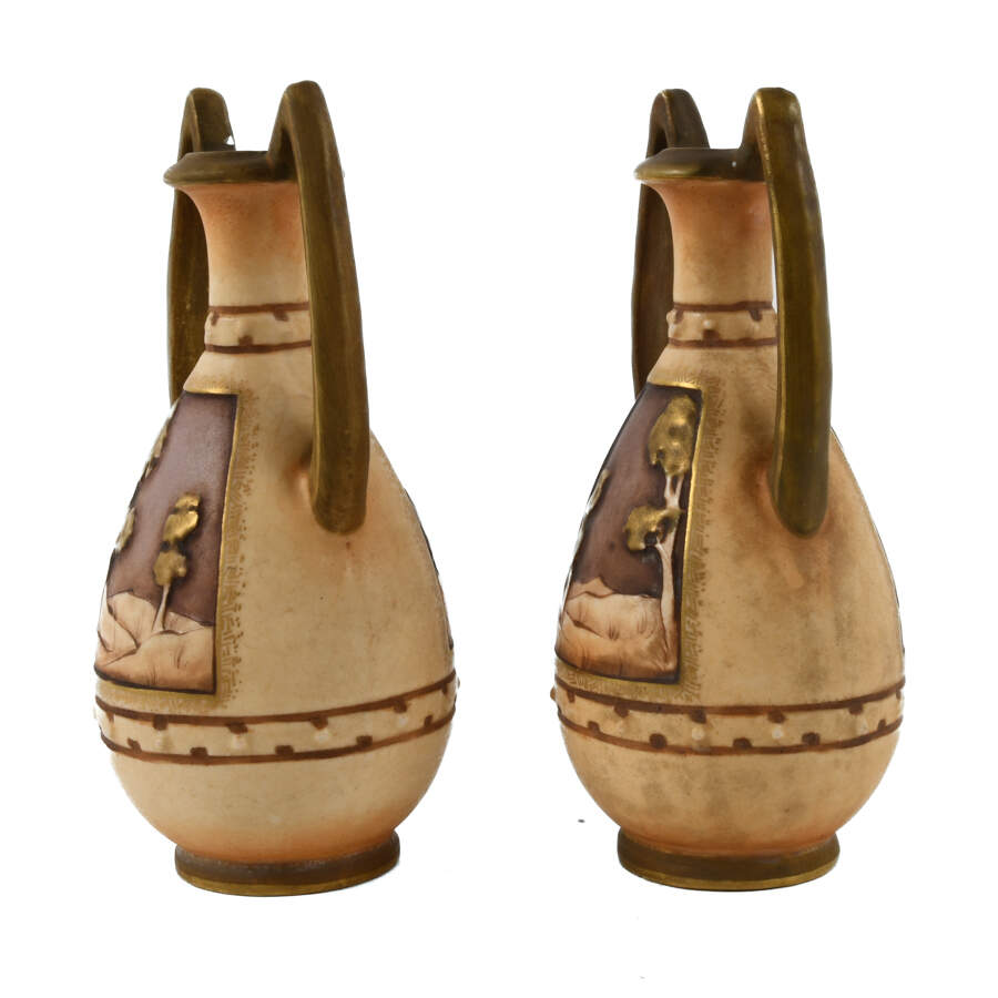 Antique Art Nouveau Miniature Pair of Teplitz Vases-4