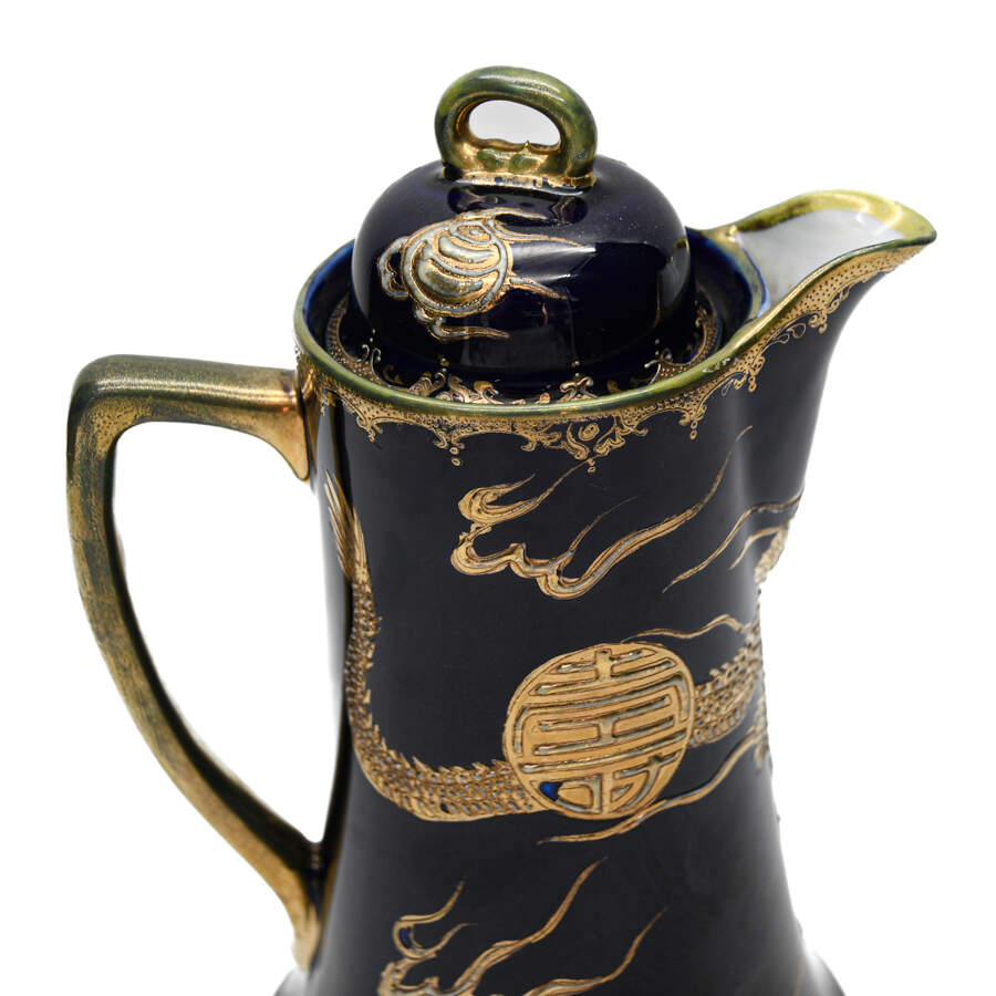 Japanese Cobalt and Gilt Dragon Design Chocolate Pot-2