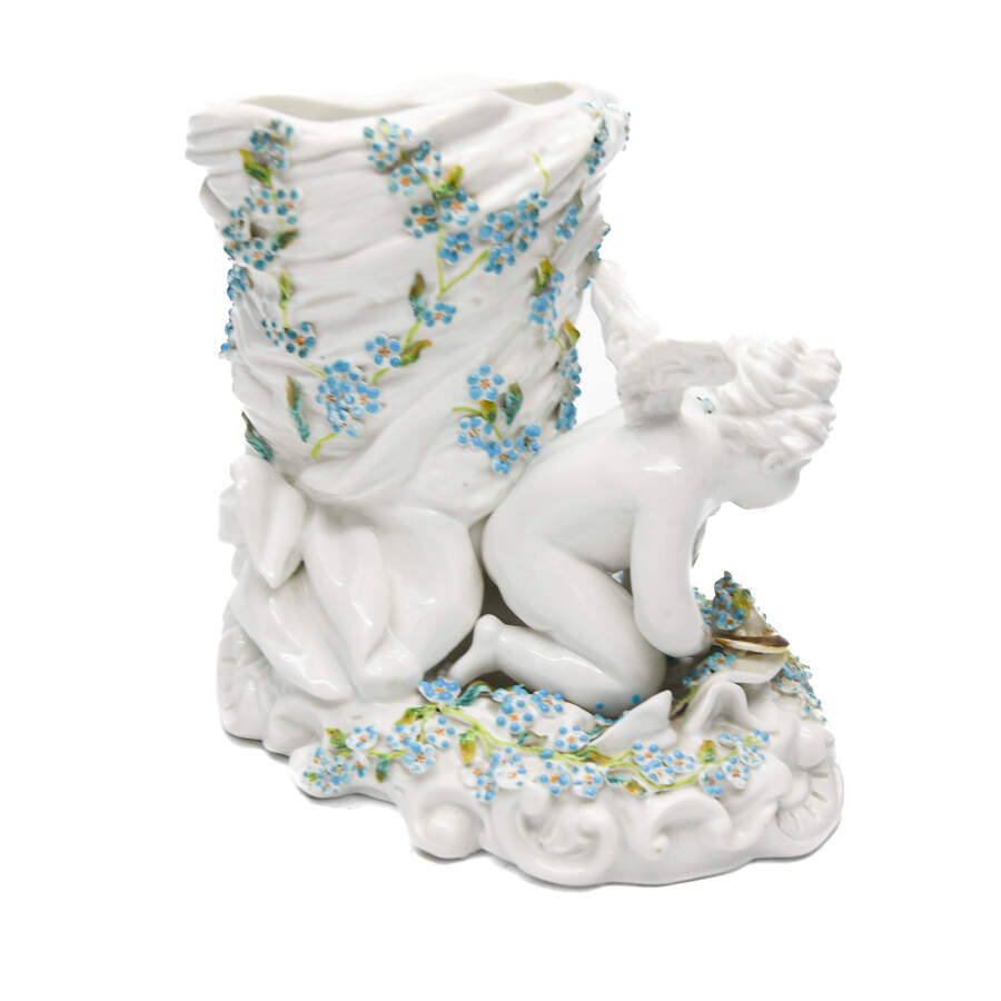 German Porcelain Sitzendorf Cherub Vase-5