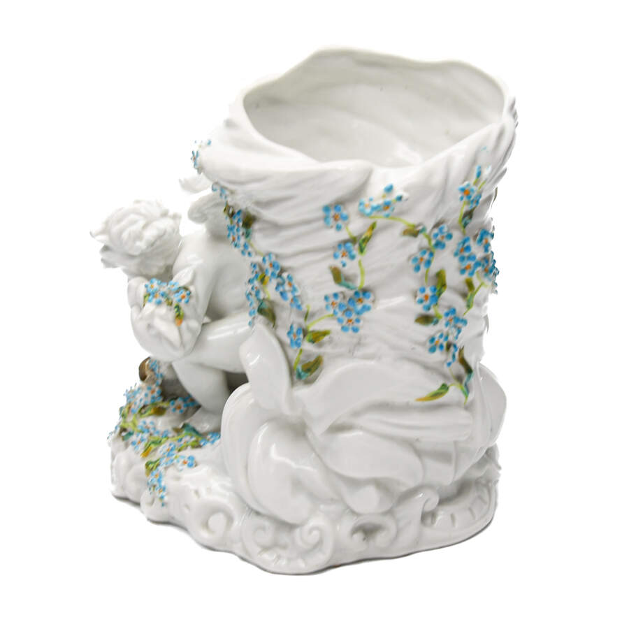 German Porcelain Sitzendorf Cherub Vase-3