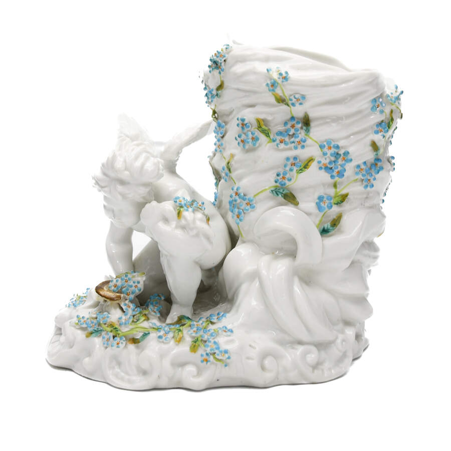 German Porcelain Sitzendorf Cherub Vase-2