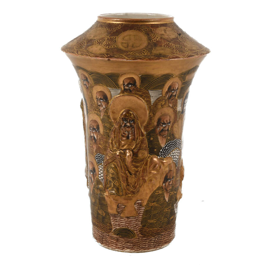 Antique Japanese High Neck Satsuma Vase-3