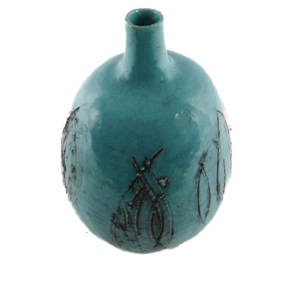 Signed Aqua Blue Glazed Vase-3