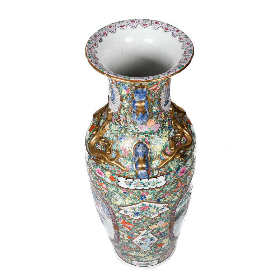 Chinese Rose Famille Baluster Floor Vase-6