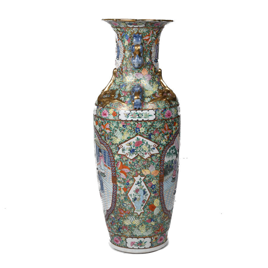 Chinese Rose Famille Baluster Floor Vase-5
