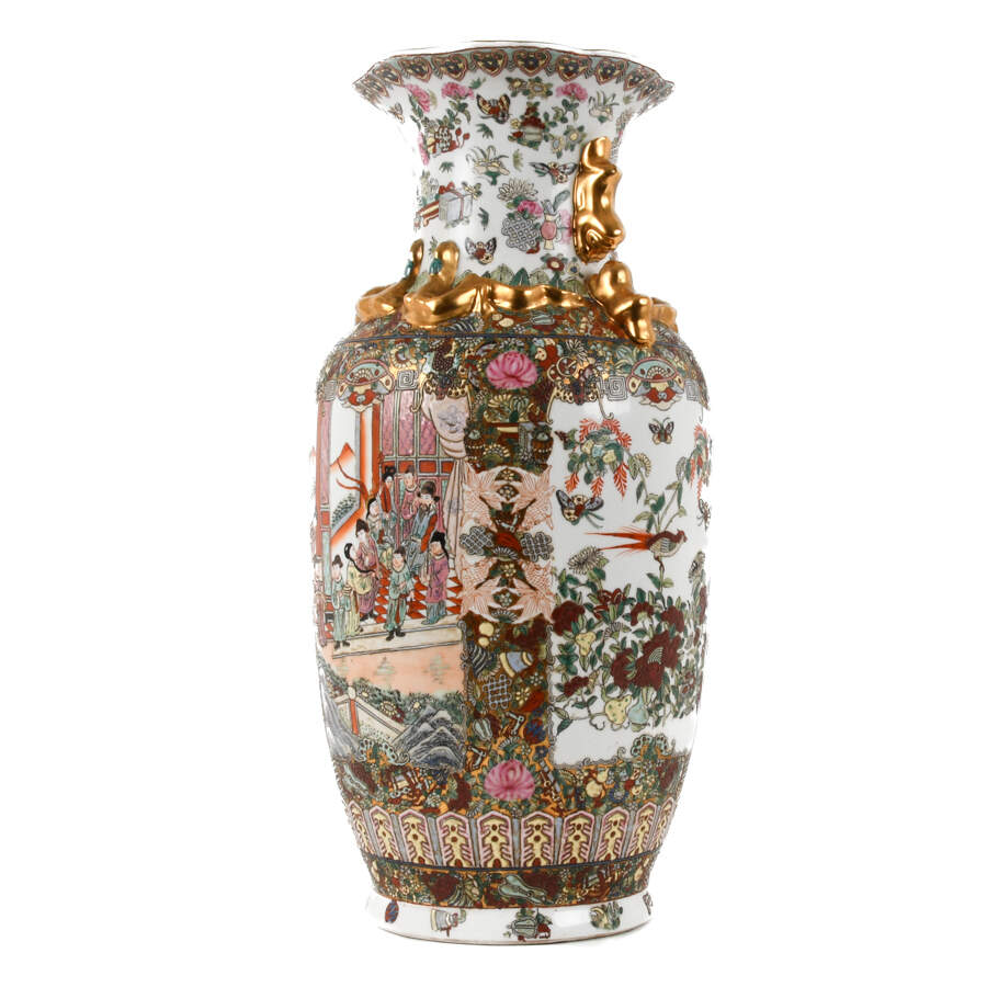 Chinese Famille Rose Porcelain Floor Vase-4