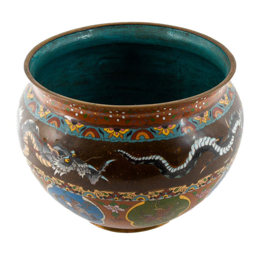 Chinese Cloisonné Dragon Jardinière-3
