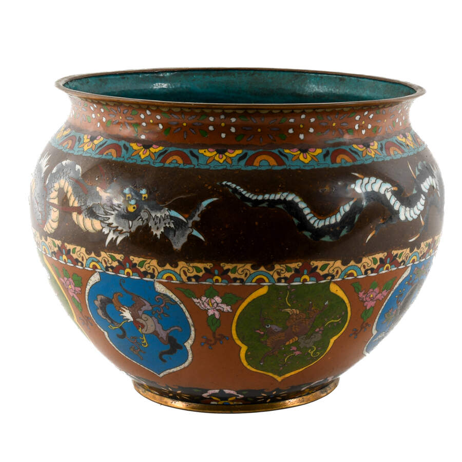 Chinese Cloisonné Dragon Jardinière-2