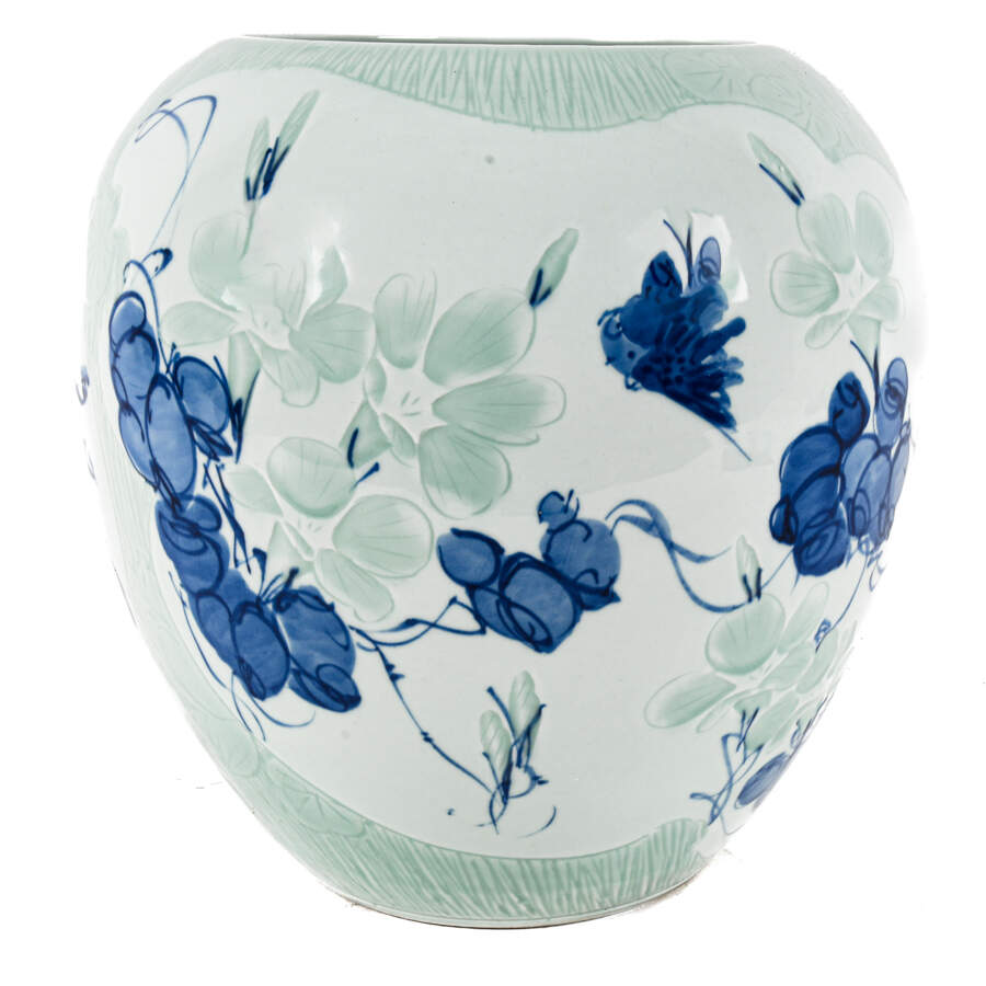 Peoples Republic of China Blue and White Floral Celadon Planter-2