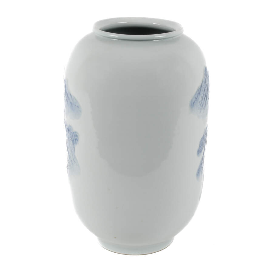 Japanese Blue and White Zen Garden Ceramic Vase-3