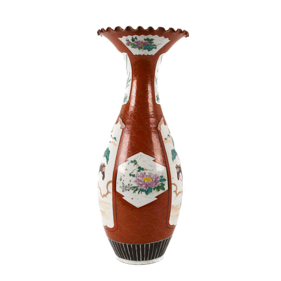 Japanese Porcelain Imari Ruffle Lip Floor Vase-4
