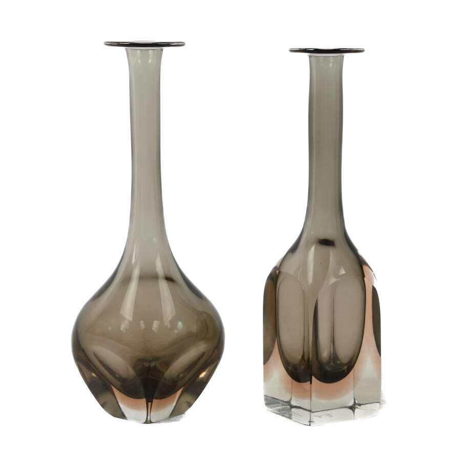 Pair of Smoky Gray Vases Signed by Ragazzi Gabriele-3