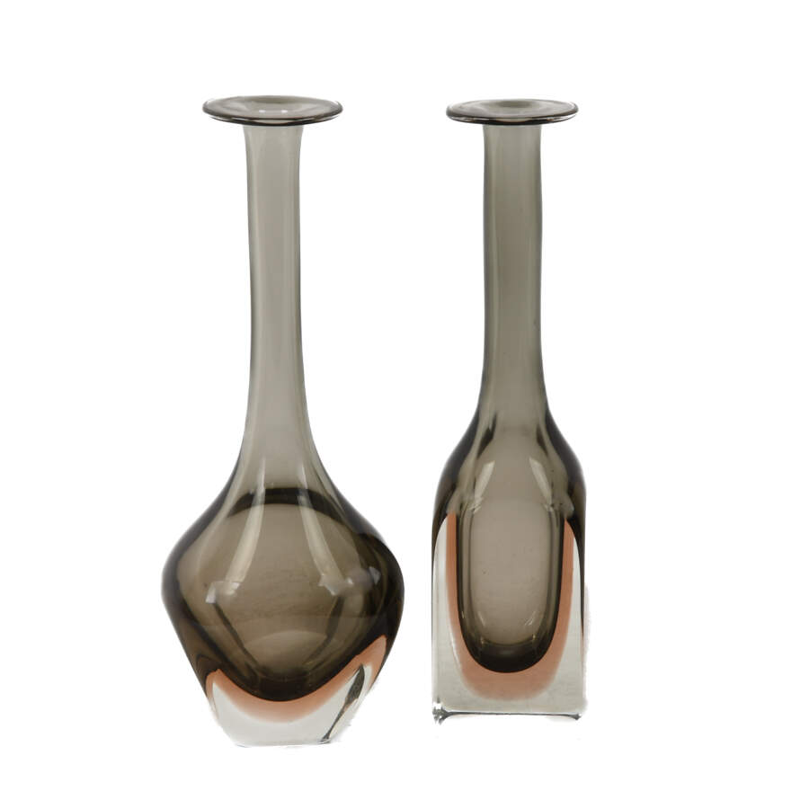 Pair of Smoky Gray Vases Signed by Ragazzi Gabriele-1