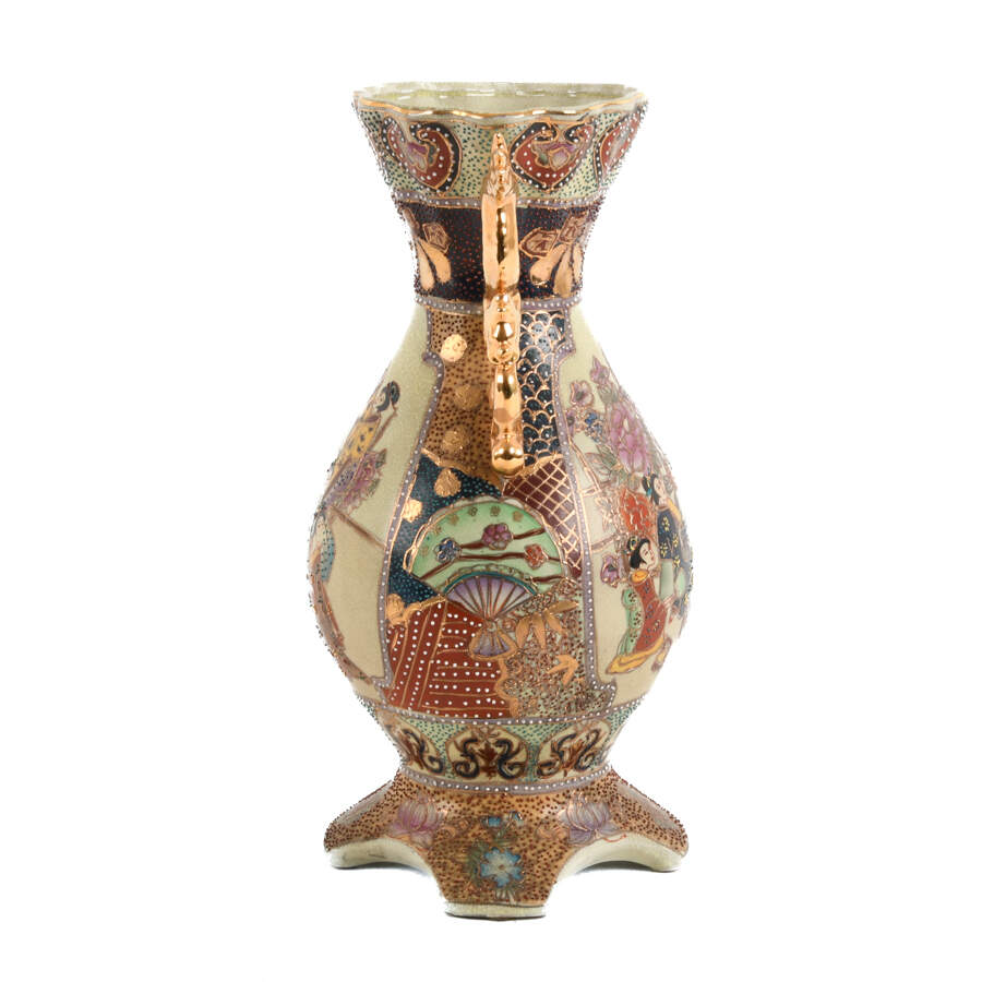 Chinese Royal Satsuma Gilded Geishas Vase-4